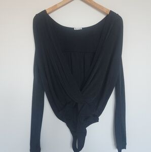 Free People Deep V Longsleeve Bodysuit